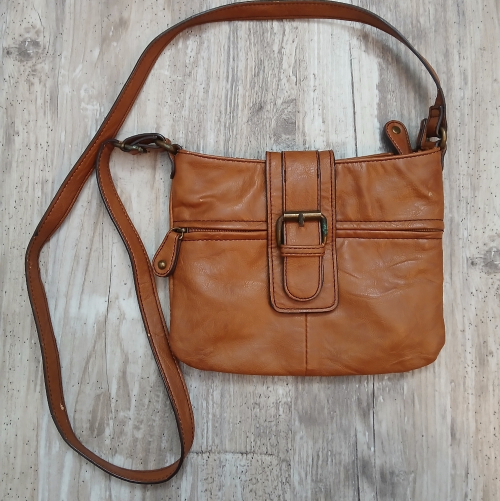 Aldo Brown Faux Leather Crossbody Bag Buckle Front Small Purse Y2K